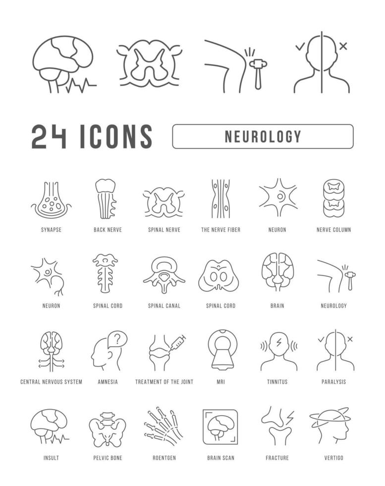 Set of linear icons of Neurology vector