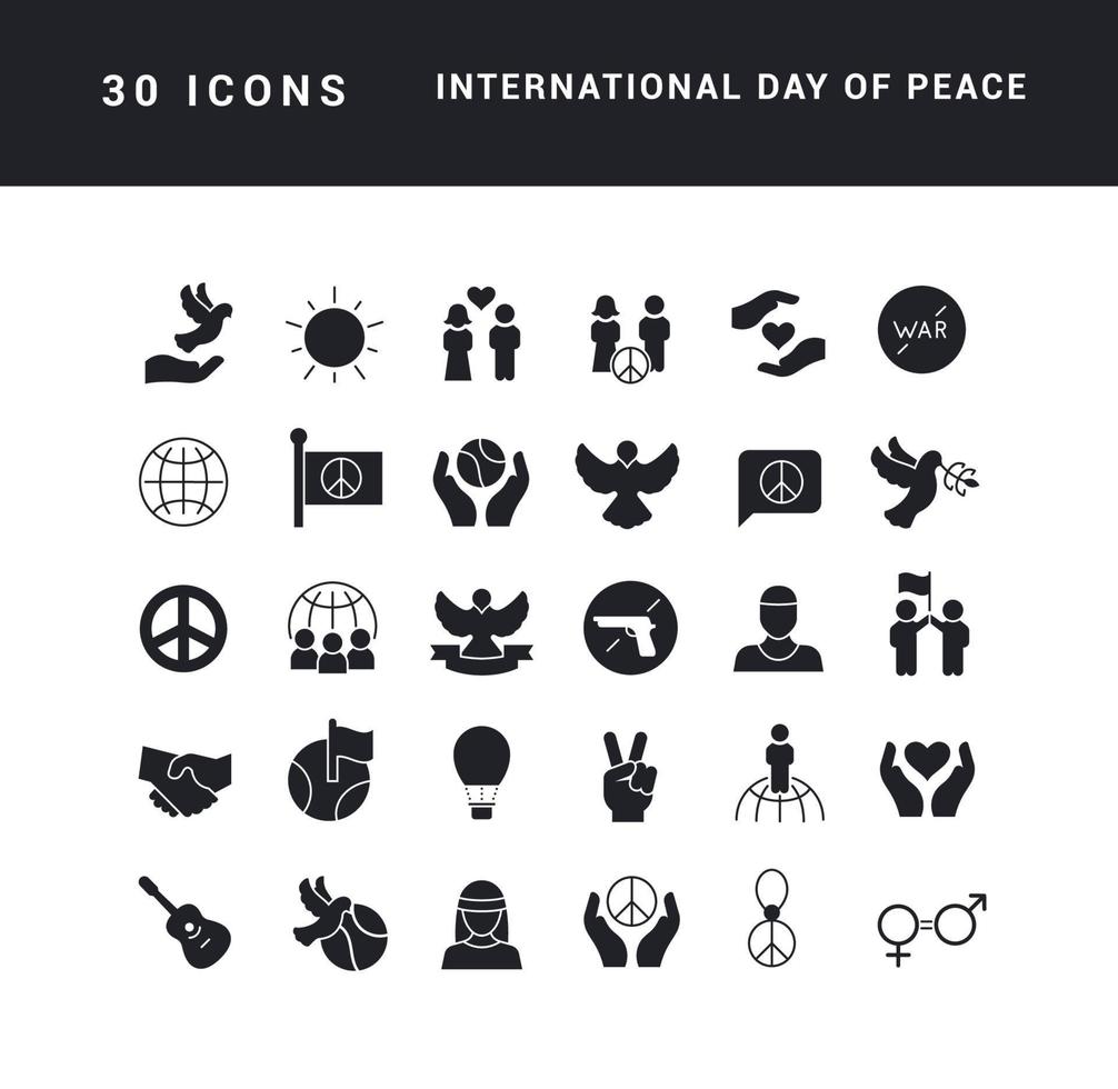 Set of simple icons of International Day of Peace vector