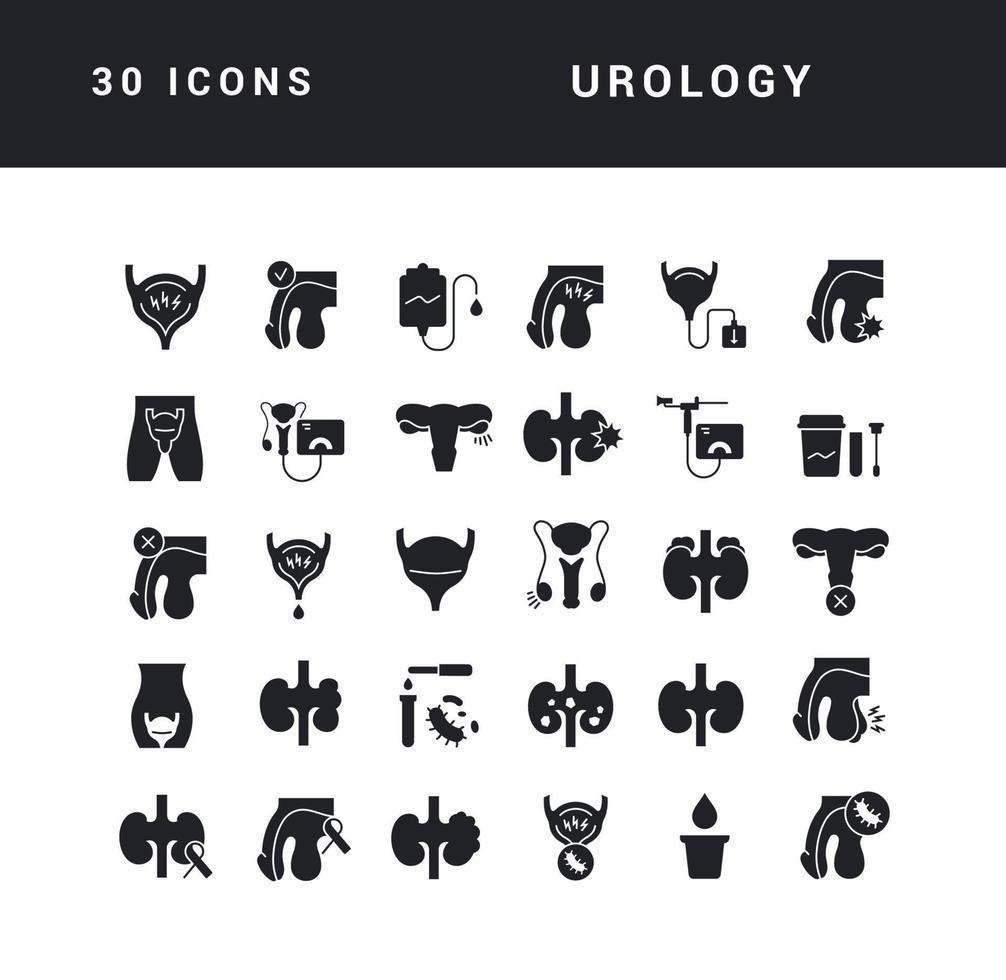 Set of simple icons of Urology vector
