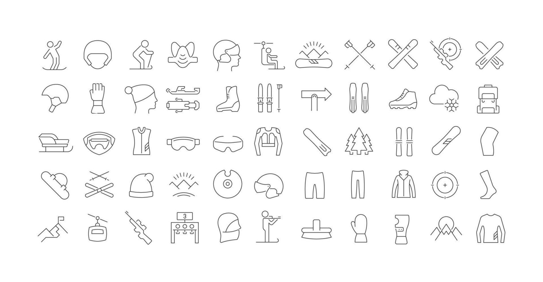 Set of linear icons of Ski Sport vector