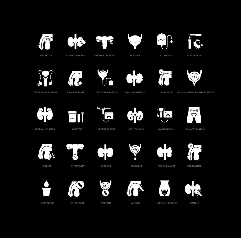 Set of simple icons of Urology vector