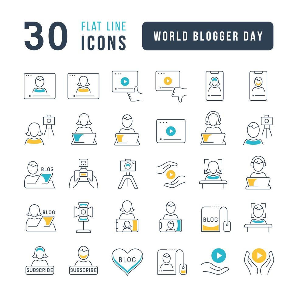 Vector Line Icons of World Blogger Day