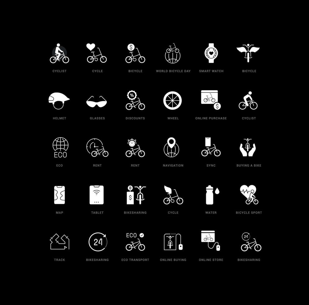 Vector Simple Icons of World Bicycle Day