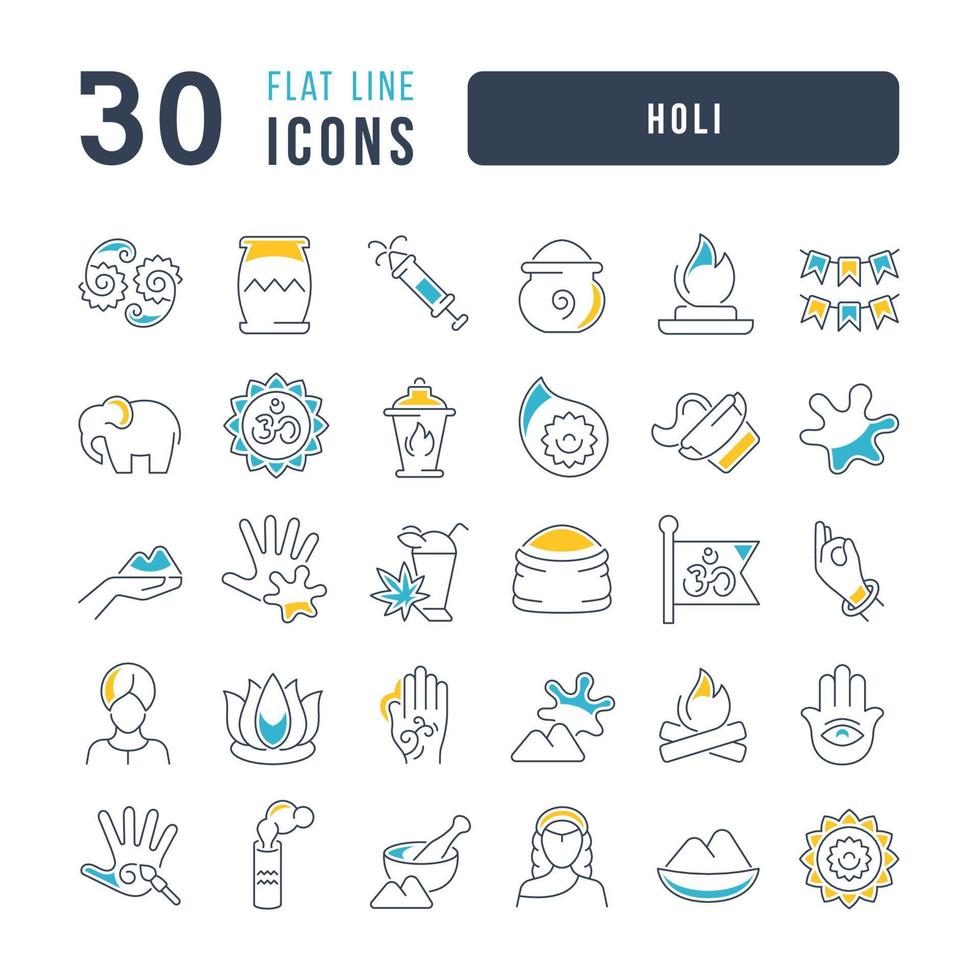 iconos de línea vectorial de holi vector