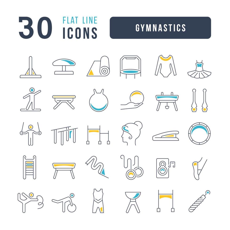 conjunto de iconos lineales de gimnasia vector