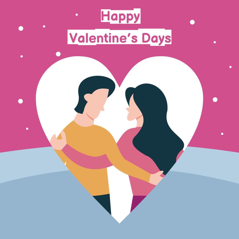 illustration vector graphic of lovers are hugging in the heart icon, perfect for religion, holiday, culture, valentine, greeting card, etc.