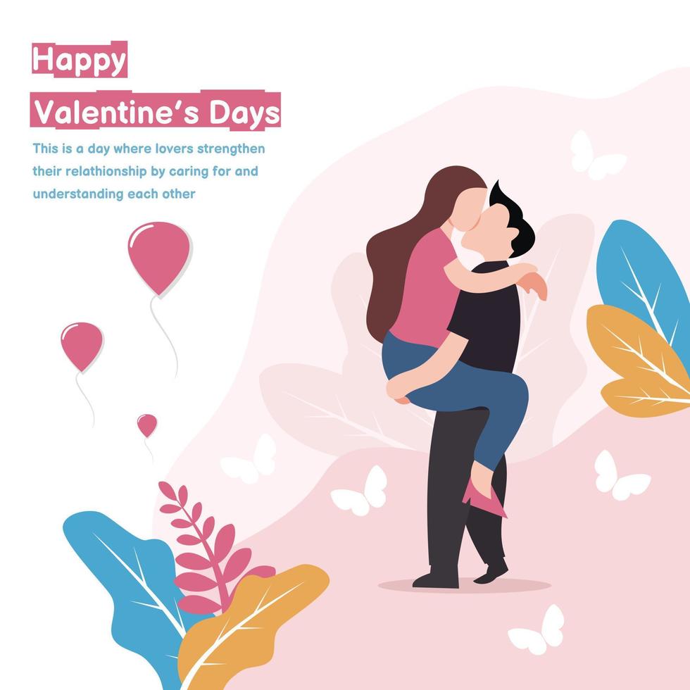 el gráfico vectorial ilustrativo de una pareja se está abrazando mientras sostiene a su pareja, perfecto para religión, cultura, vacaciones, San Valentín, tarjeta de felicitación, etc. vector