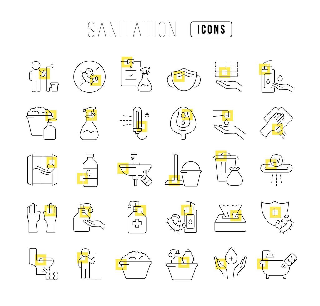 Set of linear icons of Sanitation vector