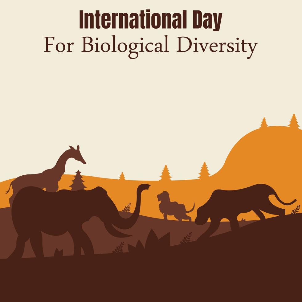 illustration vector graphic of a group of wild animals in the middle of the jungle, perfect for international day for biological diversity, celebrate, greeting card, etc.
