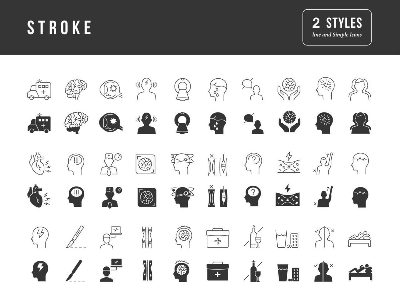 Set of simple icons of Stroke vector
