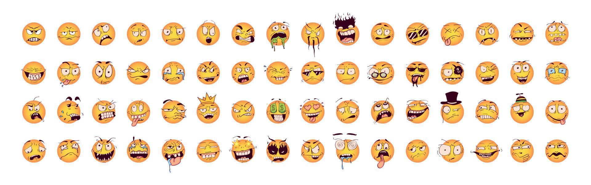 Set of Crazy and Funny Emoticons vector