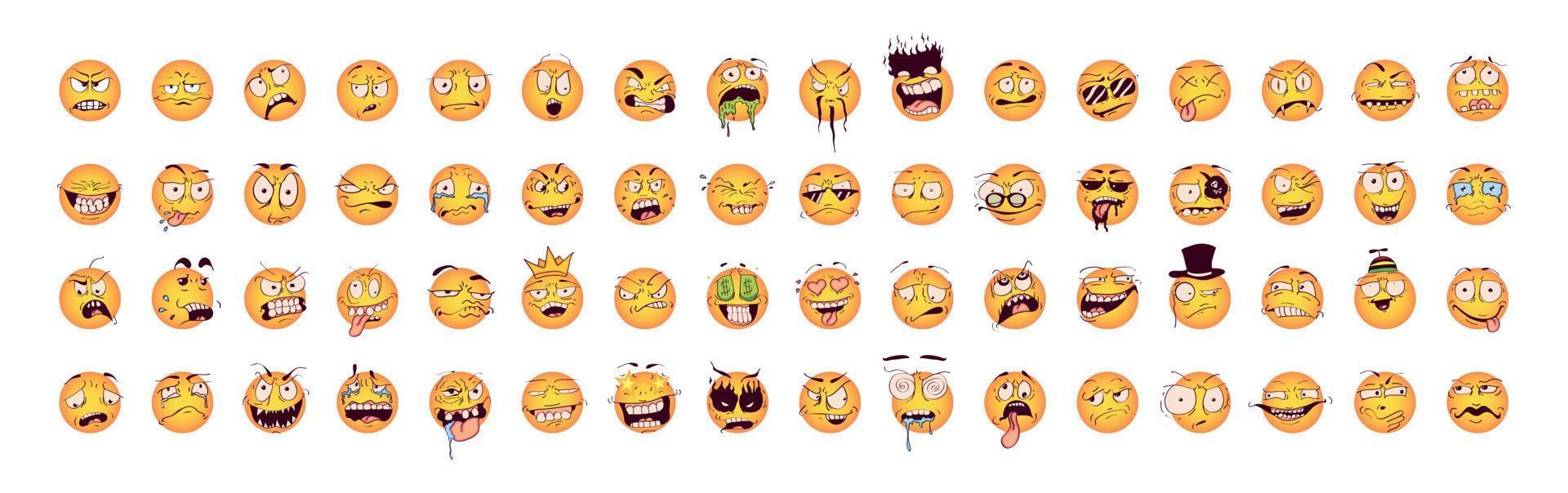 conjunto de emoticonos locos y divertidos vector