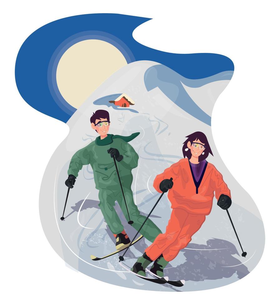 Lovers are Skiing vector