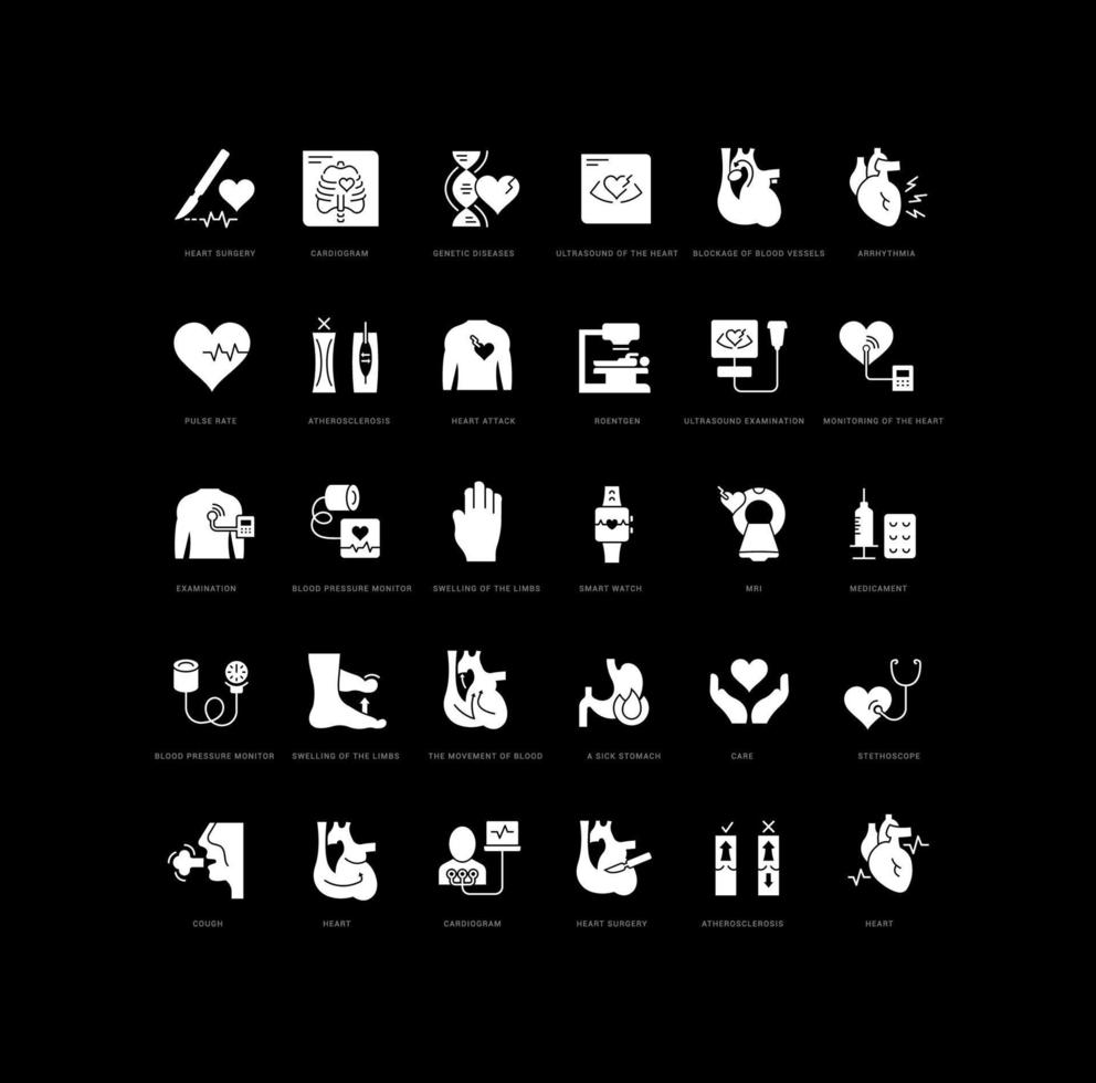 Set of simple icons of Heart Defect vector