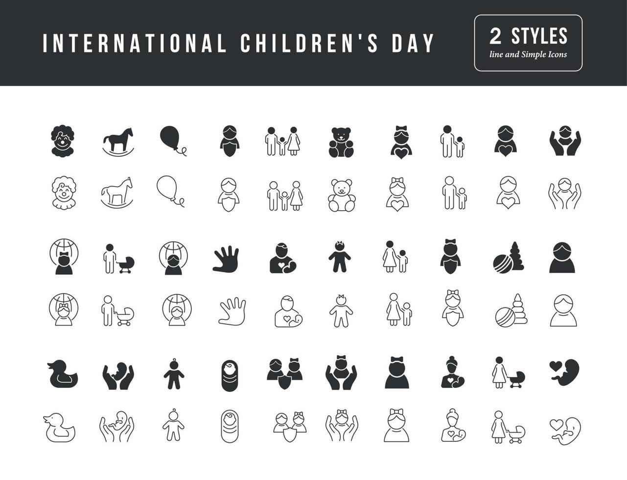 vector iconos simples del día internacional de los niños