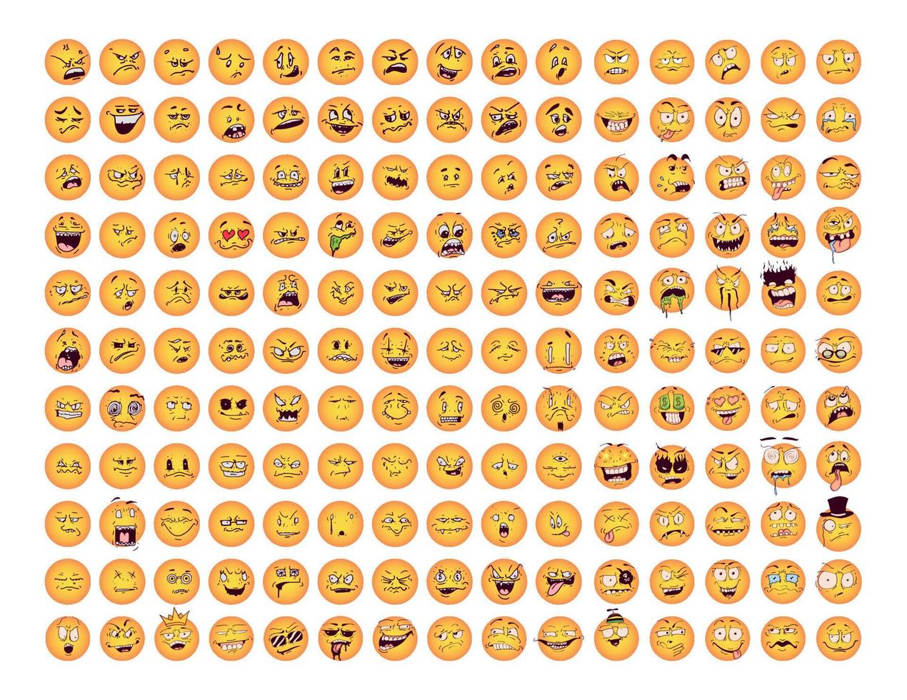 Set of Crazy and Funny Emoticons vector