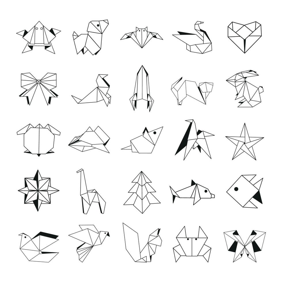 animales de origami en un estilo lineal vector