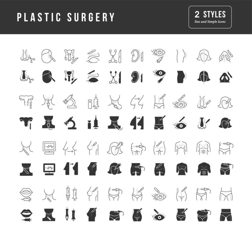 Set of simple icons of Plastic Surgery vector