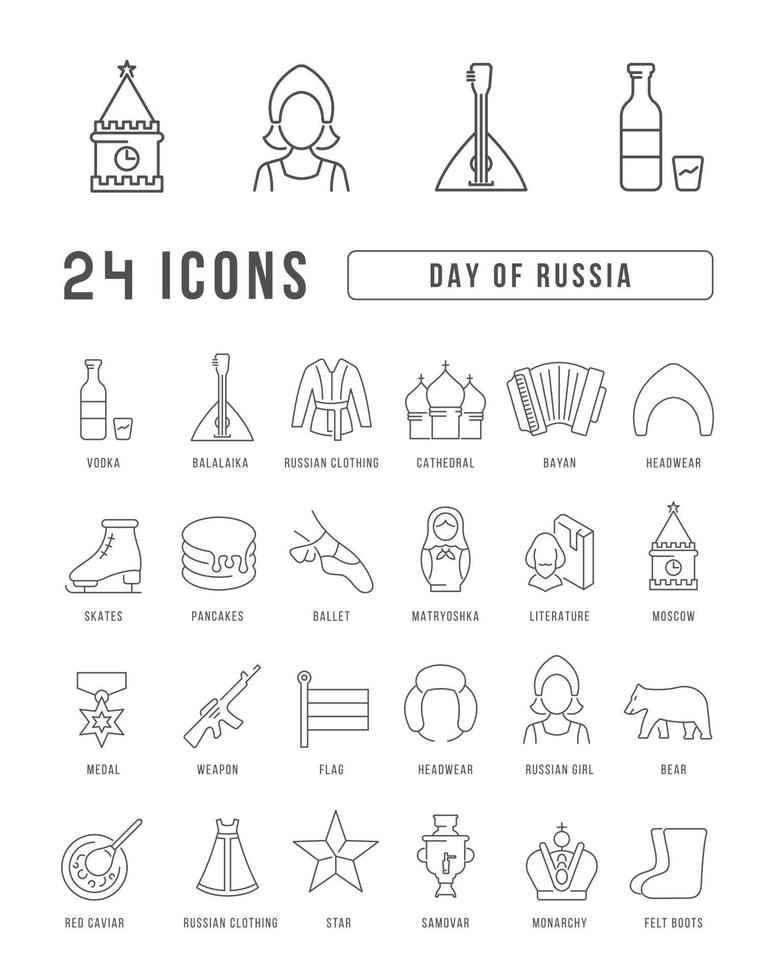 iconos de línea vectorial del día de rusia vector