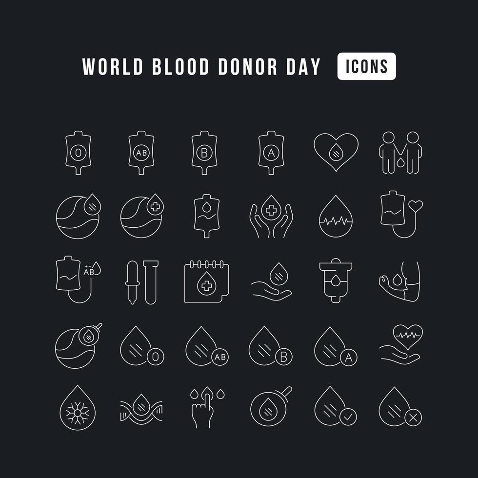 Vector Line Icons of World Blood Donor Day