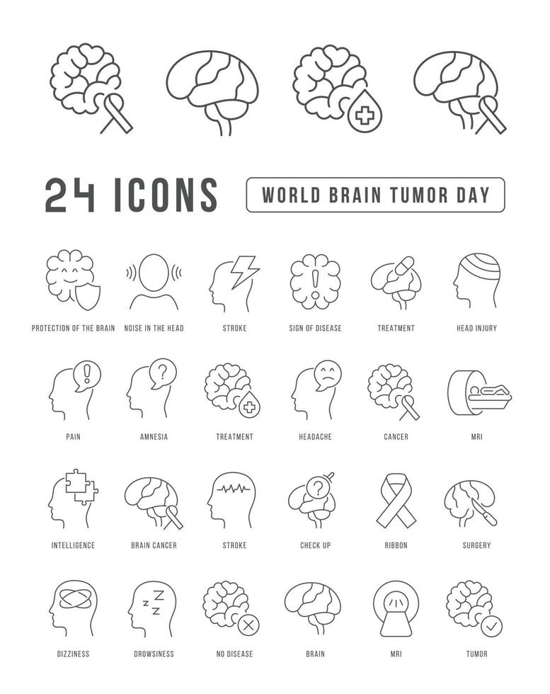 iconos de línea vectorial del día mundial del tumor cerebral vector