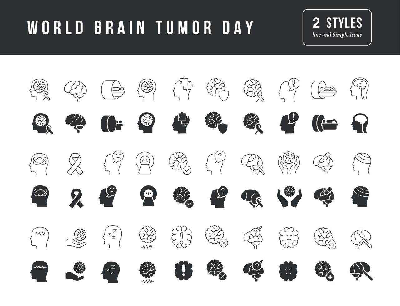 Vector Simple Icons of World Brain Tumor Day