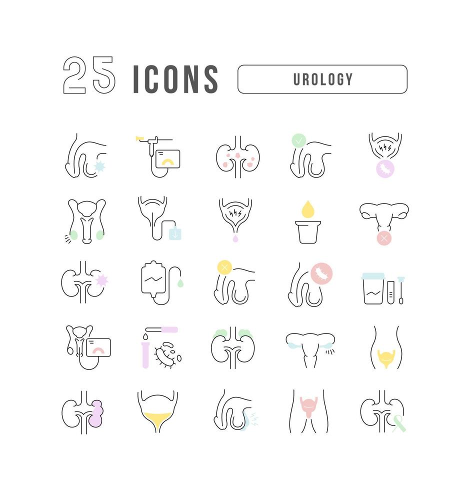 Set of linear icons of Urology vector