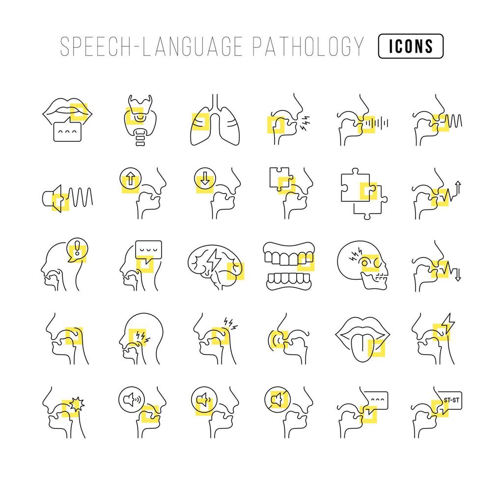 Set of linear icons of Speech-Language Pathology vector