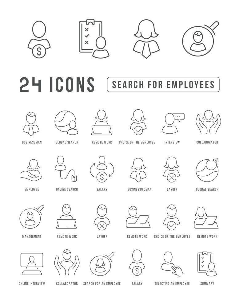 iconos de línea vectorial de búsqueda de empleados vector