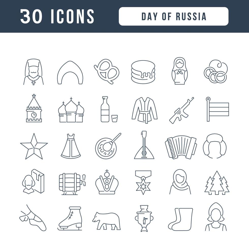 Vector Line Icons of Day of Russia