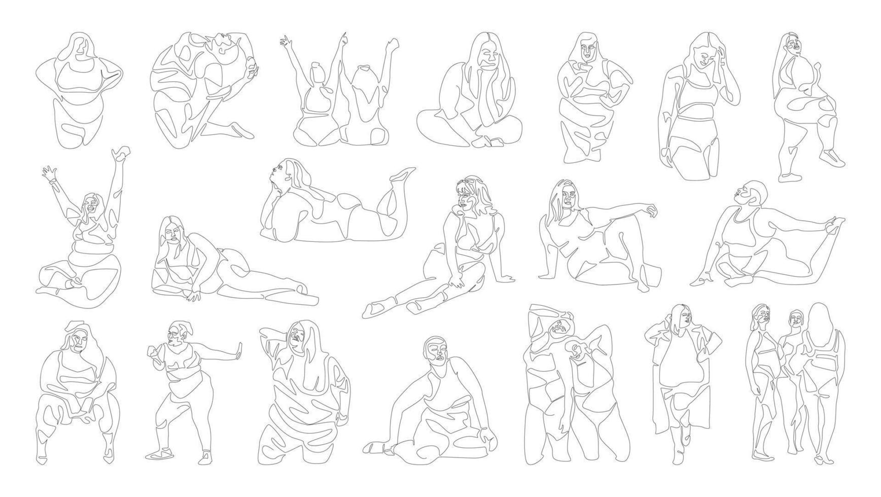 Body Positive Women in Linear Style vector