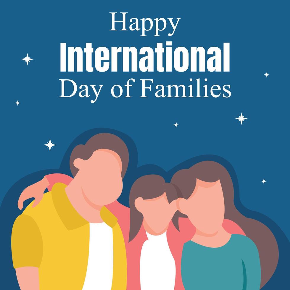 illustration vector graphic of a family is hugging, showing stars background, perfect for international day of families, celebrate, greeting card, etc.