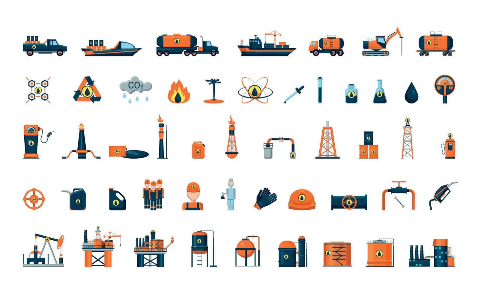 Set of Oil Industry vector