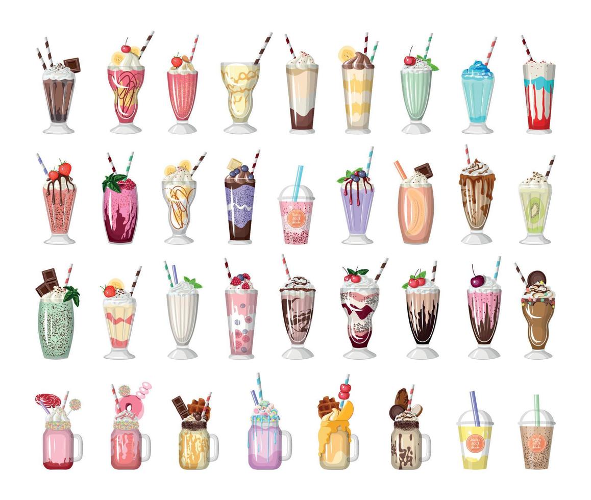 Set of Milkshakes vector