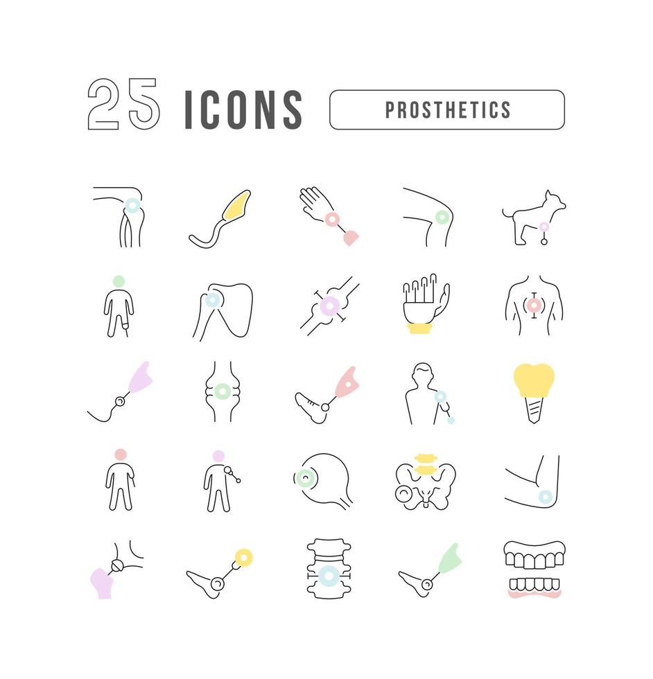 Set of linear icons of Prosthetics vector