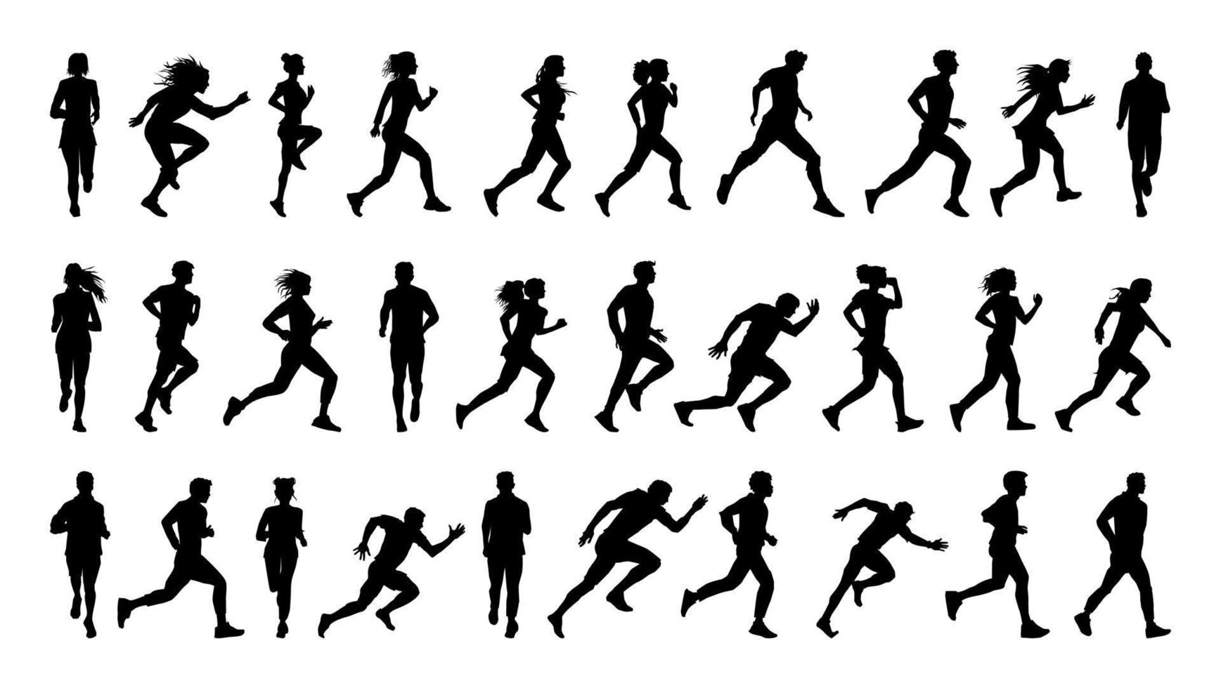 Runners Silhouettes Set vector