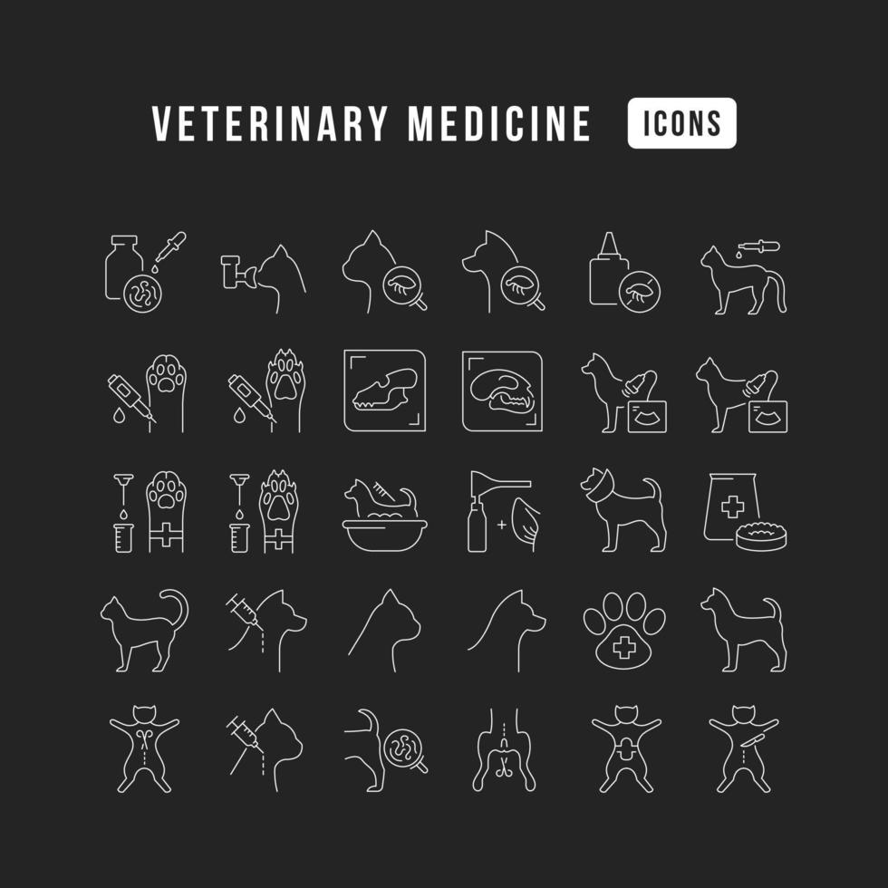 conjunto de iconos lineales de medicina veterinaria vector