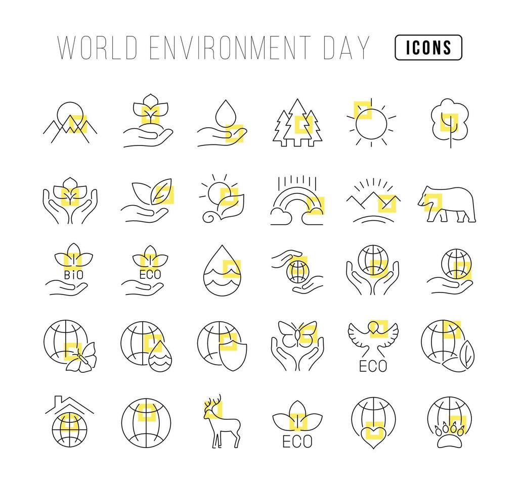 vector iconos simples del día mundial del medio ambiente