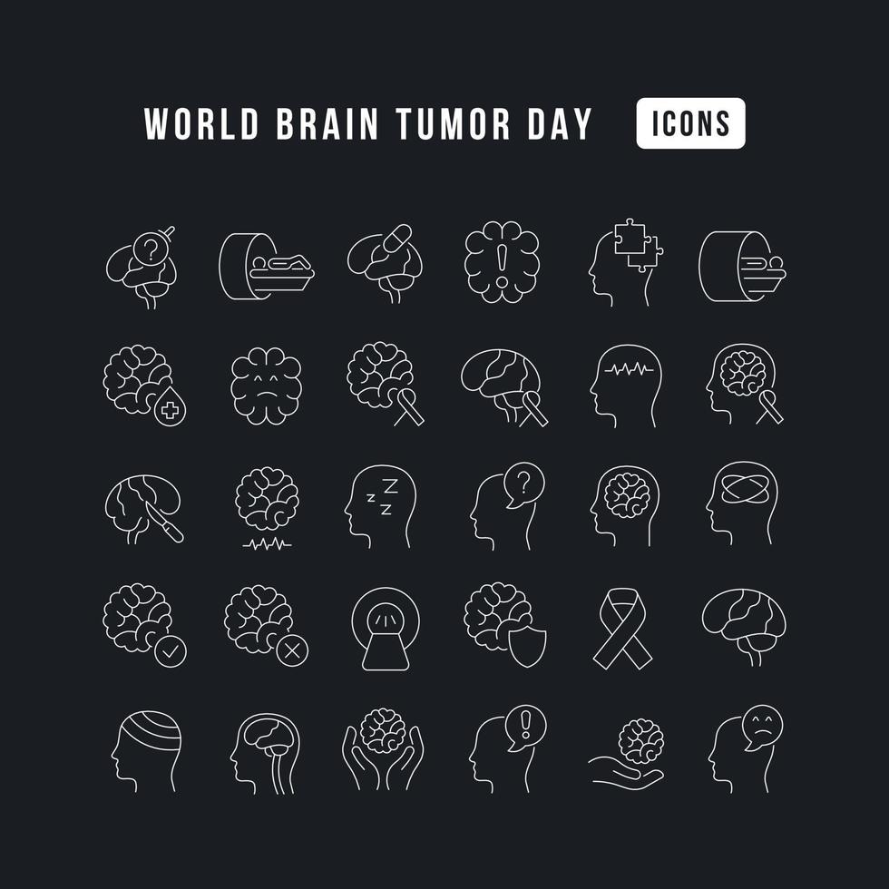 iconos de línea vectorial del día mundial del tumor cerebral vector