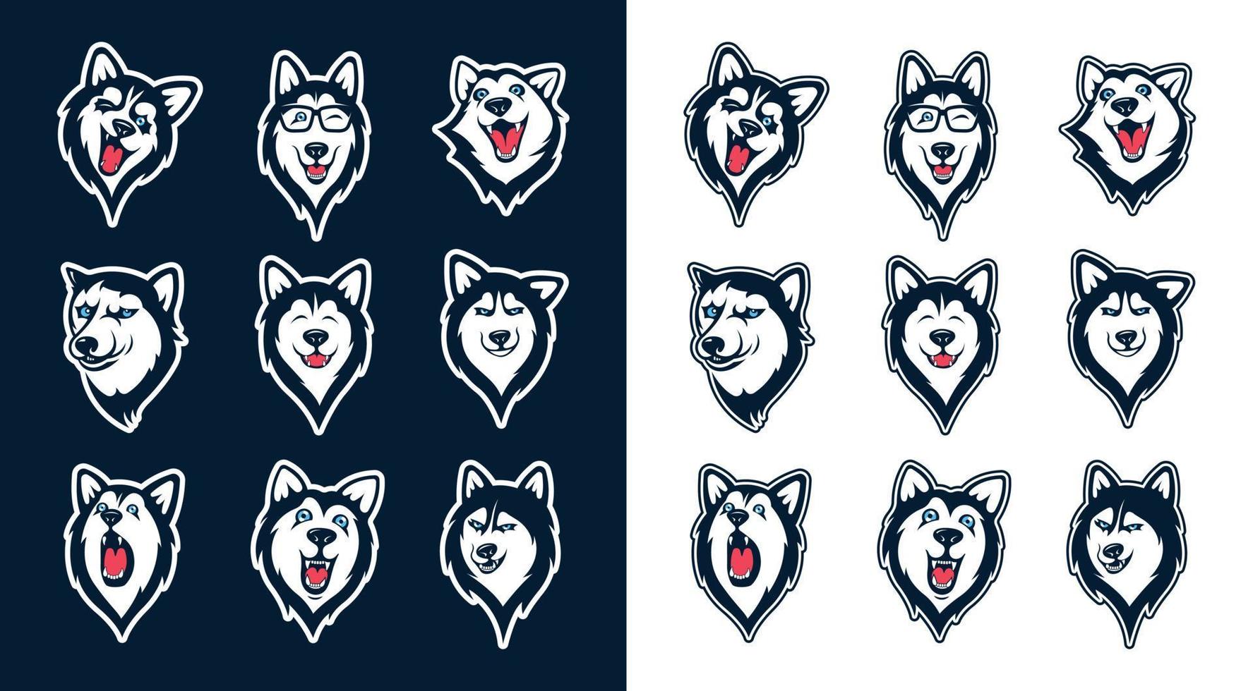 Collection of Siberian Husky Stickers vector