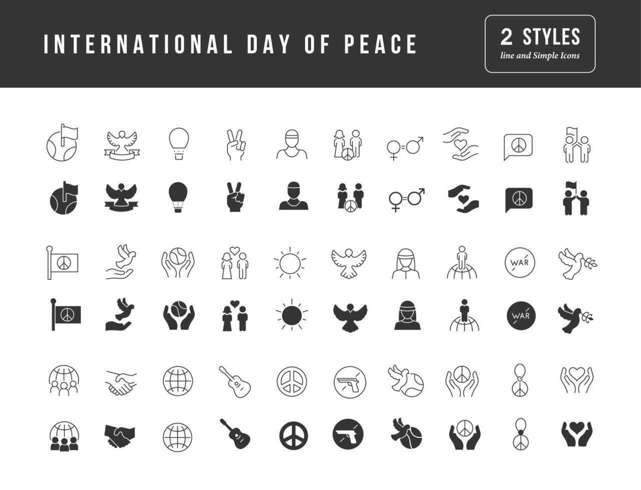 Set of simple icons of International Day of Peace vector