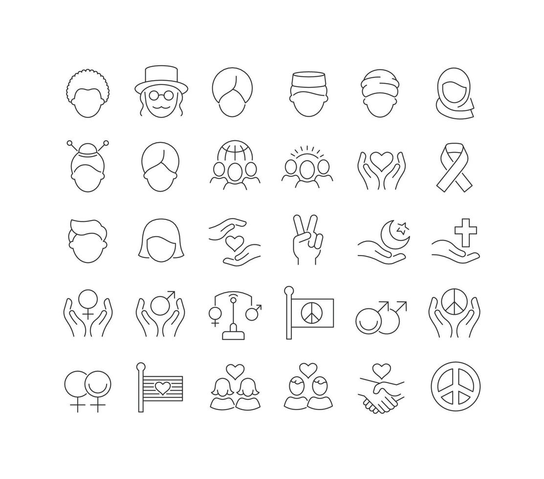 Vector Line Icons of International Tolerance Day