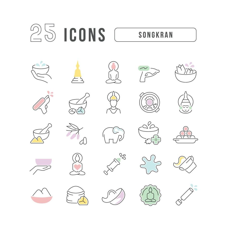 iconos de línea vectorial de songkran vector