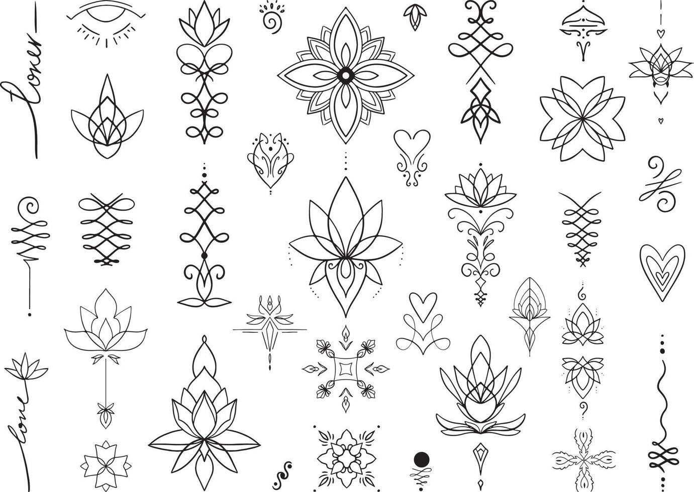 Tattoo and Pattern Set vector