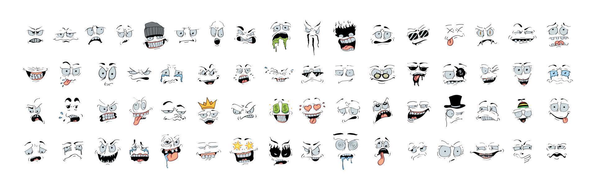 Set of Crazy and Funny Emoticons vector