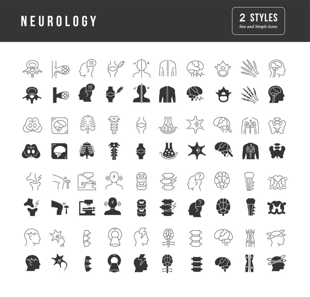 Set of simple icons of Neurology vector