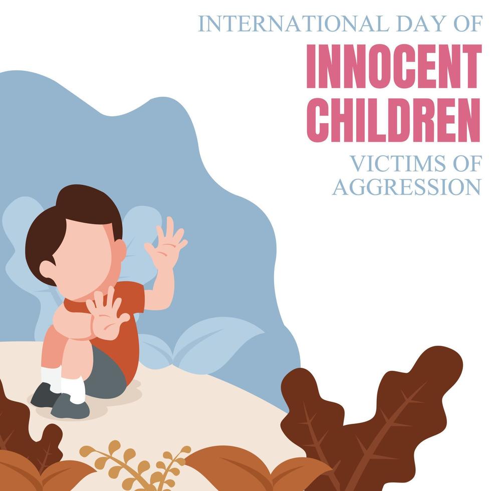 illustration vector graphic of a boy is scared because he sees something, perfect for international day of innocent children victims of aggression, celebrate, greeting card, etc.