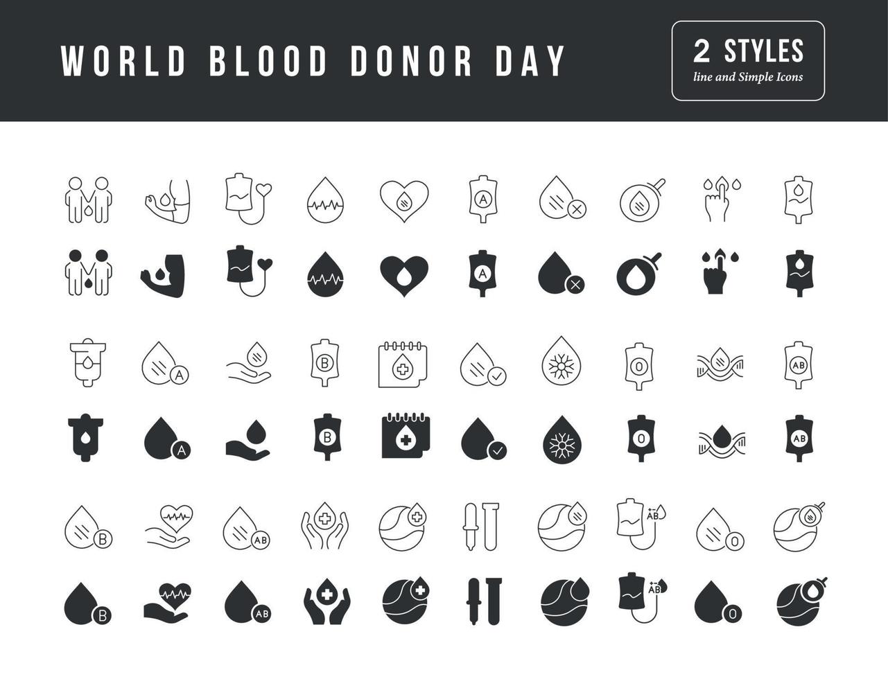 Vector Simple Icons of World Blood Donor Day