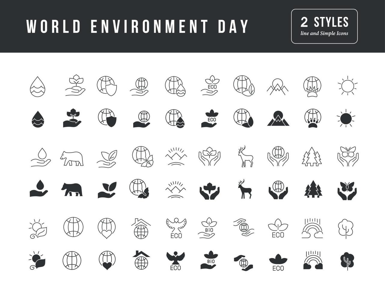Vector Simple Icons of World Environment Day
