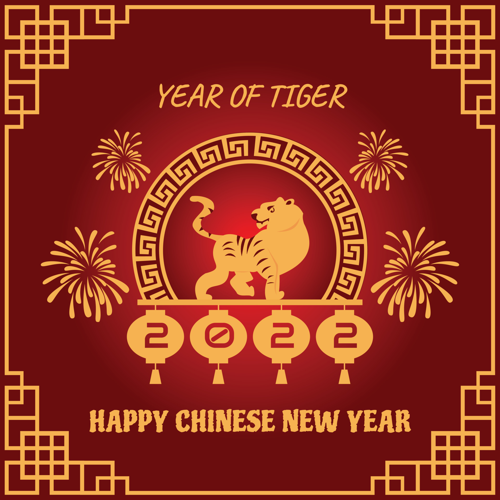 illustration-vector-graphic-of-a-tiger-in-the-middle-of-a-chinese